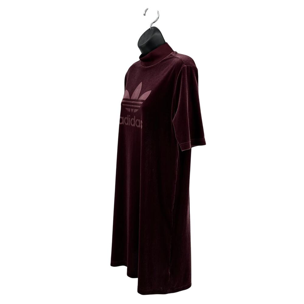 Adidas Velvet Mini T-shirt Dress Women S Purple Short Short Sleeve Big SpellOut - Picture 5 of 9